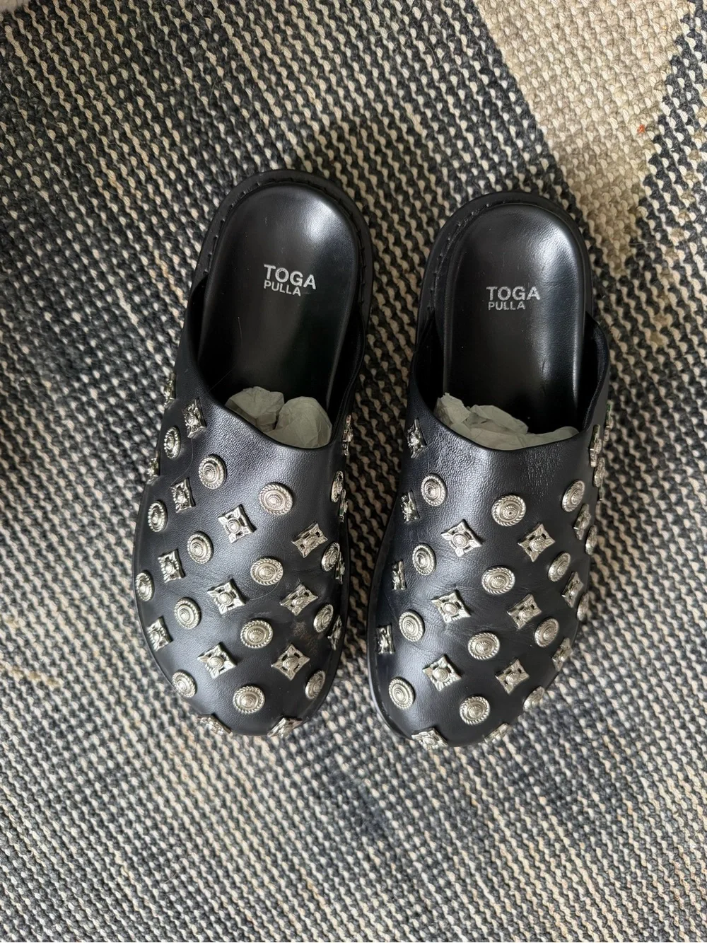 TOGA Pulla Black Studded Platform Loafer Mule
